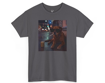 Dog Sunglasses T-Shirt | City Night Photo, Retro Vibe