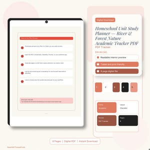 Homeschool Einheitslernplaner — Fluss- und Waldnatur