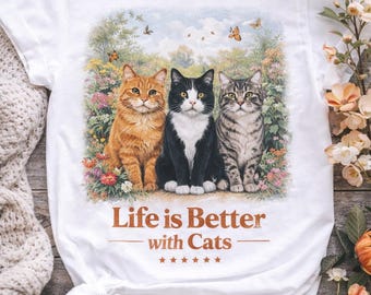 Retro Cat Graphic Tee T-Shirt | Vintage Cat Lover Shirt