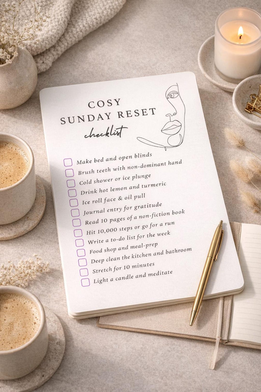 Sunday Reset Checklist.pdf Cozy Sunday Reset Editable Checklist | Self-care Instant Download PDF ...