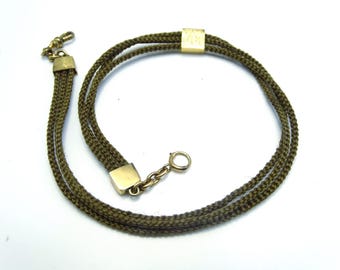 Antique Victorian Mourning Woven Hair Pocket Watch Fob - E01
