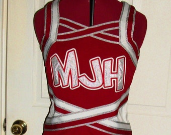 Vintage Red & White Cheerleader Uniform Top and Skirt by GTM Medium Bust =34" Halloween Costume Cosplay Only 12 USD