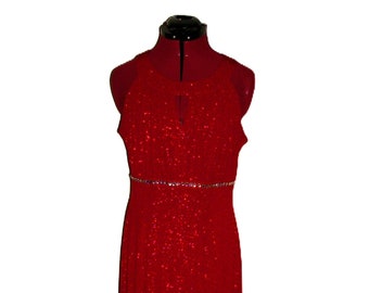 Vintage Red Maxi Dress Sleeveless Halter Top Formal by En Focus Women's Size 14 Only 20 USD