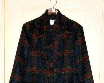 Vintage Blue Plaid Winter Over Coat by Old Navy Womens Small Only 15.95 USD