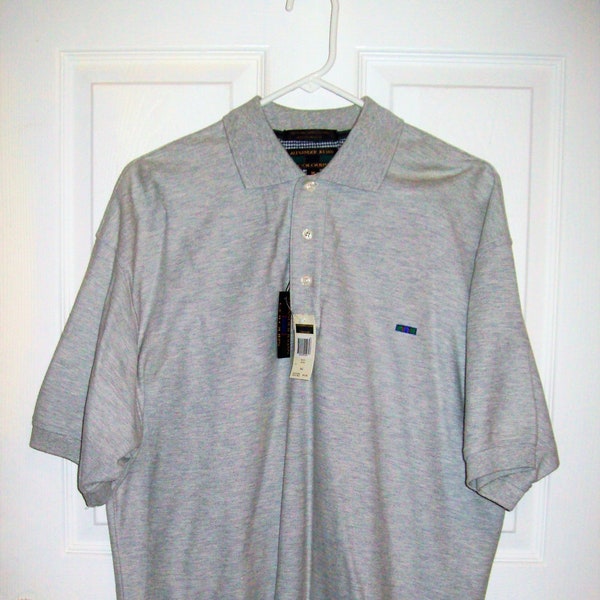SAlE 90% OFF Vintage Gray Polo Shirt Colours Alexander Julian Mens Medium Deadstock New Old Stock 32 Dollar Original Tag on SALE 1.20 USD