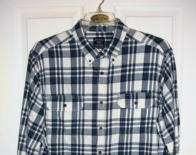 Vintage Mens Blue Plaid Flannel Shirt W/ Button Down Collar by - Etsy