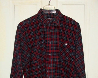 SAlE 50% OFF Vintage Plaid Flannel Shirt Multi Color Button Down Rustic Cowboy Country Lumberjack Grunge American Edit Men's Medium 4.99 USD