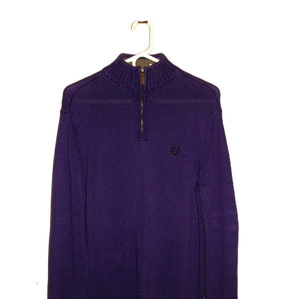 Vintage Purple Sweater Quarter Zip Pullover by Chaps Medium Only 8 USD