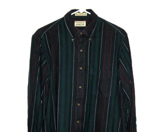 Vintage Striped Flannel Long Sleeve Shirt by Arrow Tournament Men's Medium Only 8 USD