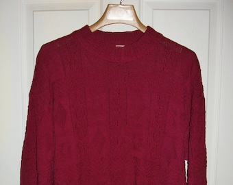 Vintage Burgundy SWEATER Red Wine Pullover by Leslie Fay Options Plus Size 3X Fits Modern XL Only 4.99 USD