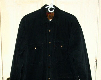 Vintage Mens Navy Blue Canvas Duck Barn Jacket Fleece Lined Chore Coat by Berne Apparel Large Only 21 USD