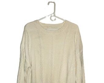 Vintage Cream Winter White Knit Pullover Sweater by Orvis Women's XXL Extra Extra Large Only 10 USD