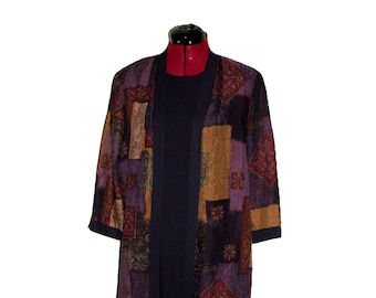 Vintage 1980s Purple Tank Dress w Duster Blazer Jacket Size 12 Only 18 USD