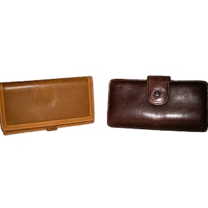 Coach Brown Leather Checkbook Wallet - Etsy