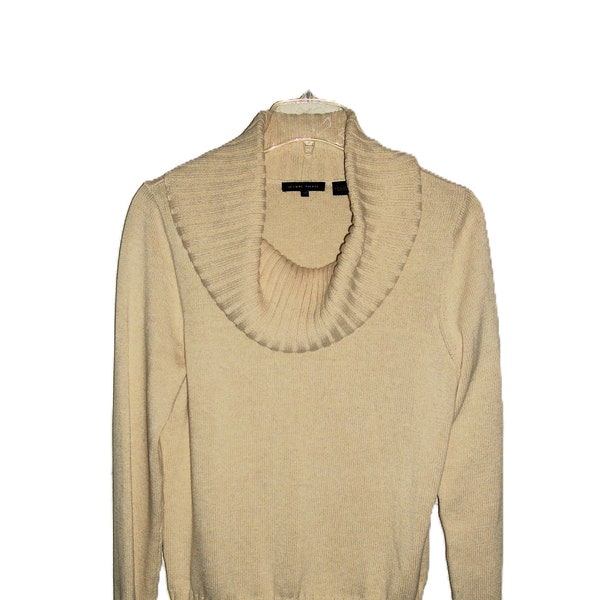 Vintage Cowl Neck Pullover Cream Beige Sweater by Jeanne Pierre Women's Medium Only 8 USD