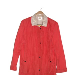 Vintage Windbreaker Jacket Orange Coral Beige Zip & Snap Front by Gallery Women&#39;s Large Only 10 USD