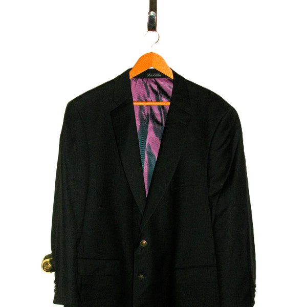 Vintage Black Blazer Sport Coat by Jean Paul Germain 2 Button Front Men's Size 50 R Only 11 USD