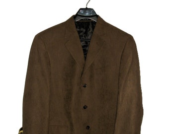 Vintage Brown Blazer Brushed Corduroy Sport Coat Andrew Fezza for S & K Famous Brands Size 42 R Only 12 USD