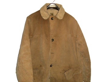 Vintage CARHARTT Canvas Duck Barn Jacket Chore Coat Men's Large Size 44 Trashed DISTRESSED Maximum Grunge Only 30 USD