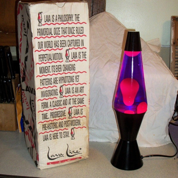 Vintage Red Purple Lava Lamp Glass Electric Table Desk Quirky Novelty Night Light Midnight Series Model #8421 Circa 1993 Only 119 USD
