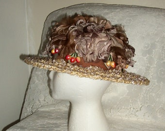 Vintage 1950s Hat Ladies Afternoon or Garden Party Woven Straw Boater by Alexes Hats Only 14.99 USD