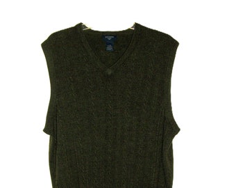 Vintage Green V Neck Golf Sweater Vest by Dockers Men's Large Only 8 USD