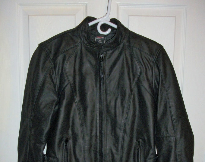 Vintage Black Leather Cafe Racer Motorcycle Jacket Polo of Germany Zip ...