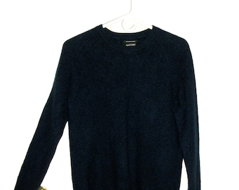 Vintage Cashmere Sweater Navy Blue Jumper Pullover Nordstrum Men's Shop Extra Large fits Small to Medium Only 12 USD