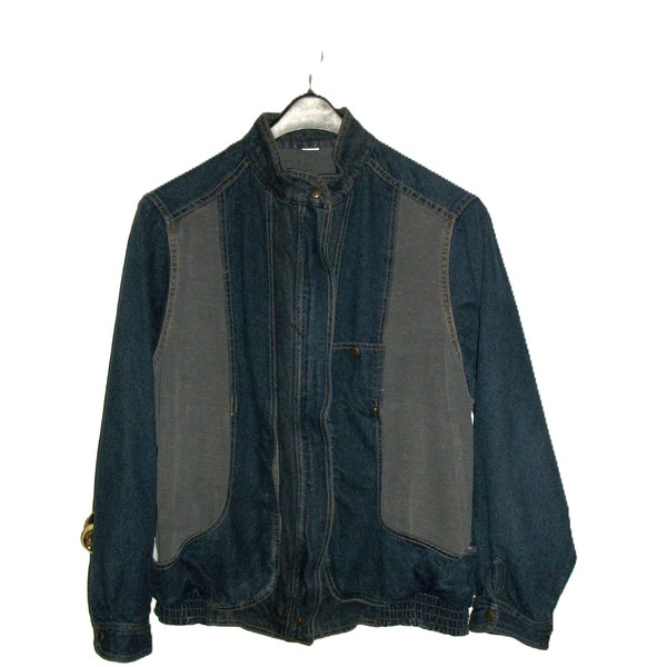 Vintage Blue Jean Jacket Zip Front Denim Coat Womens Plus Size 2X or 3X Distressed Only 9 USD