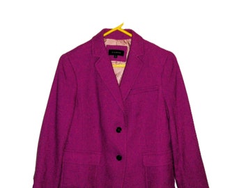 Vintage Pink Fuchsia Houndstooth Wool Blazer by Talbots Womens Size 12 Only 14 USD