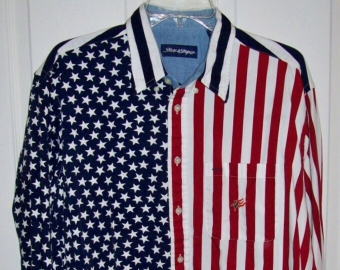 Vintage Men's Red White and Blue USA Flag Shirt by Stars - Etsy