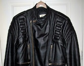 Vintage Black Leather Cafe Racer Motorcross Jacket by Bermans the Leather Experts Size 40 Only 45 USD