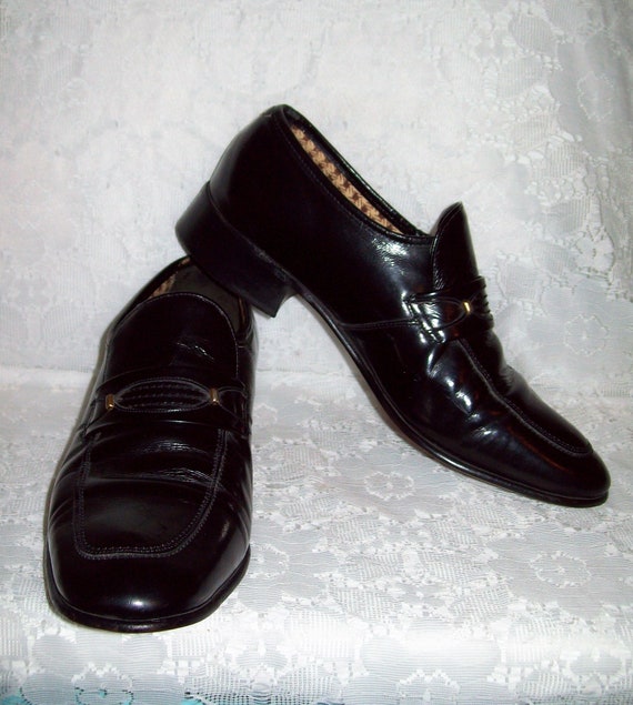 Vintage 1960s Men's Black Leather Slip Ons Loafers Light | Etsy