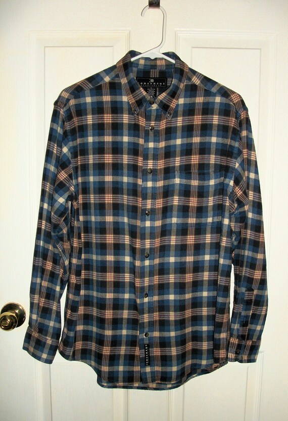 SAlE 50% OFF Vintage Flannel Shirt Blue Multi Colo