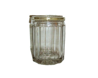 Vintage Clear Glass Apothecary Jar with Lid Cotton Ball Q Tip Vanity Canister Just 9 USD