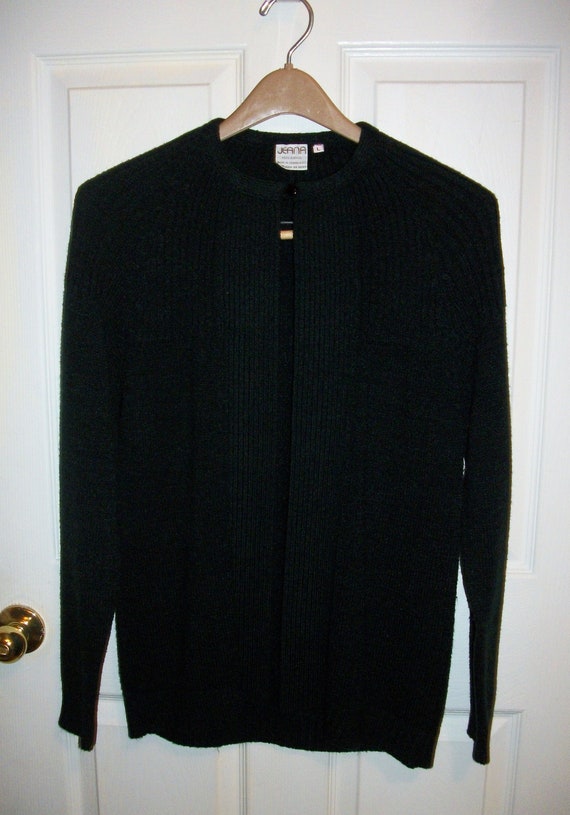 Vintage Black Open Front Cardigan Sweater Jacket by Jeana - Etsy