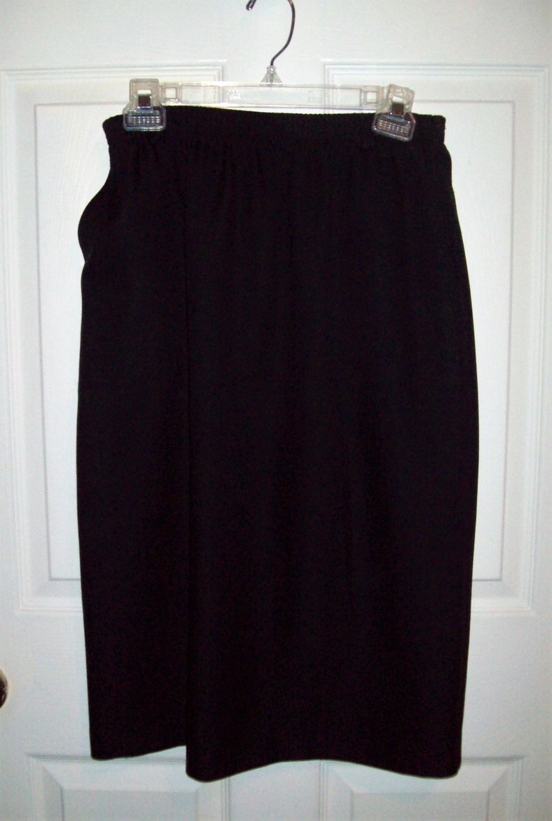 Vintage Black Elastic Waist A Line Skirt by Alfred Dunner Size | Etsy