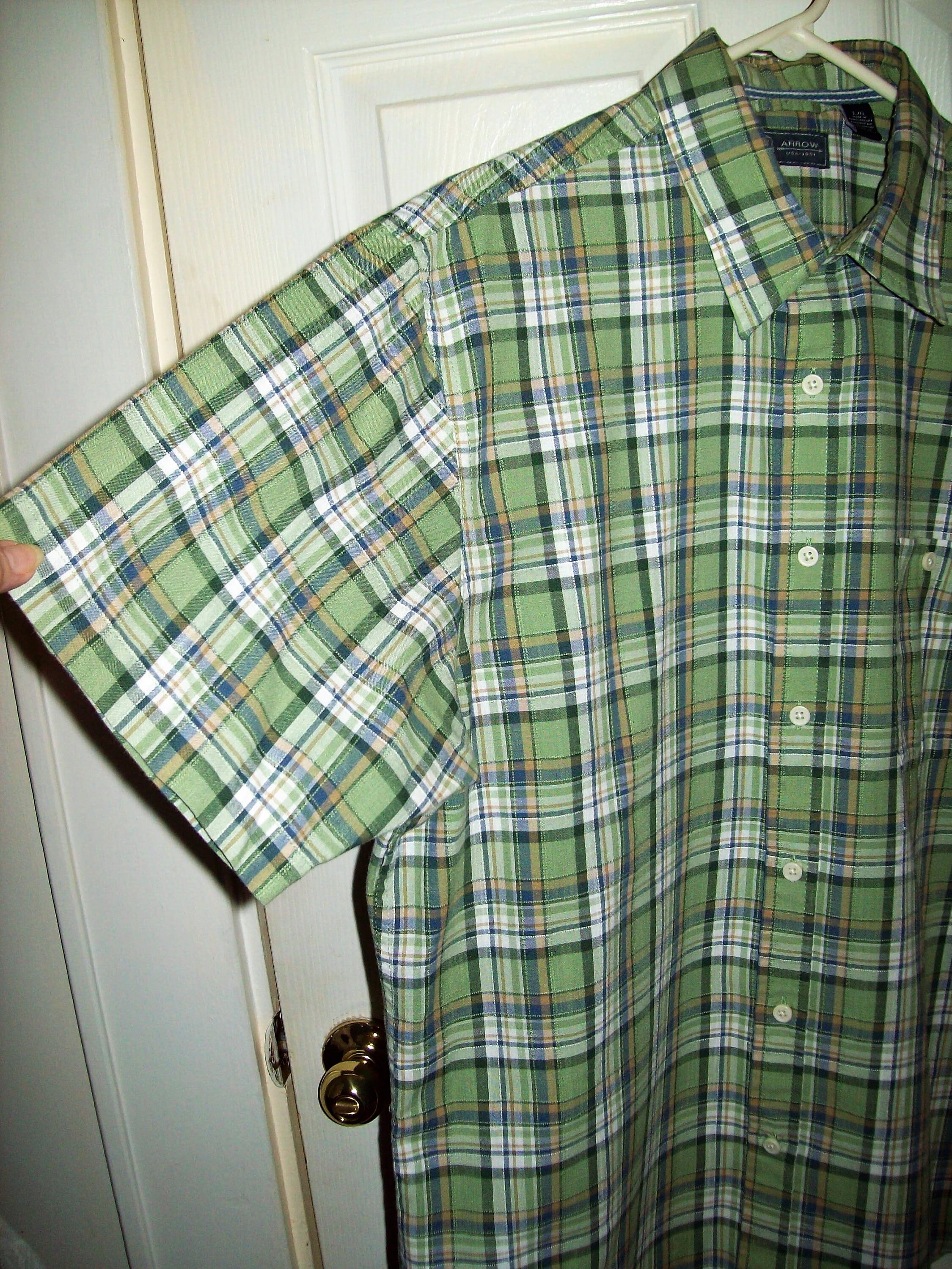 Vintage Mens Green Plaid Short Sleeve Shirt by Arrow Large | Etsy