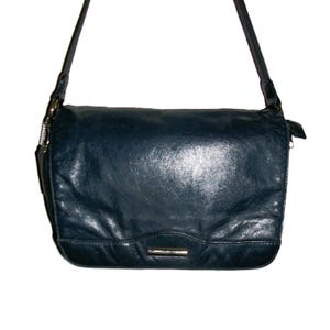 Vintage Navy Blue Leather Shoulder Bag Purse by Cabin Creek Only 8 USD