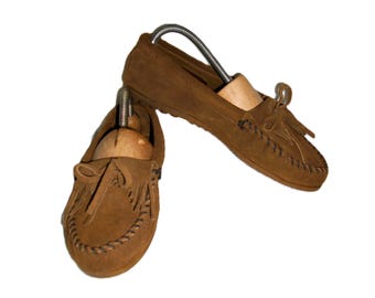 Vintage Minnetonka Suede Leather Loafers Moccasins Women's Size 8 1/2 Only 16 USD