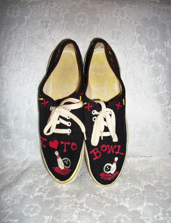 Vintage Ladies Black Canvas Tennis Athletic Shoes Sneakers by | Etsy