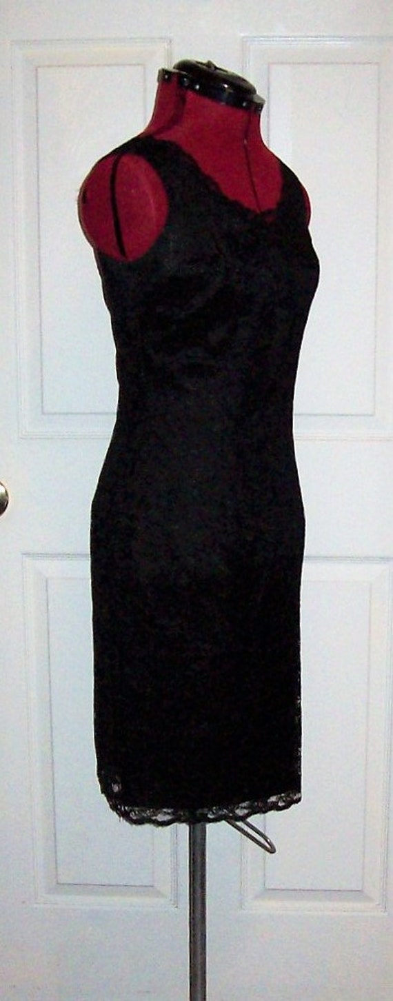 Vintage Ladies Black Lace Sheath Dress Sleeveless Mini LBD by | Etsy
