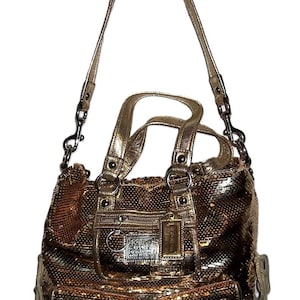 Vintage COACH Gold Sequins Shoulder Bag Poppy Spotlight Purse Only 380 USD