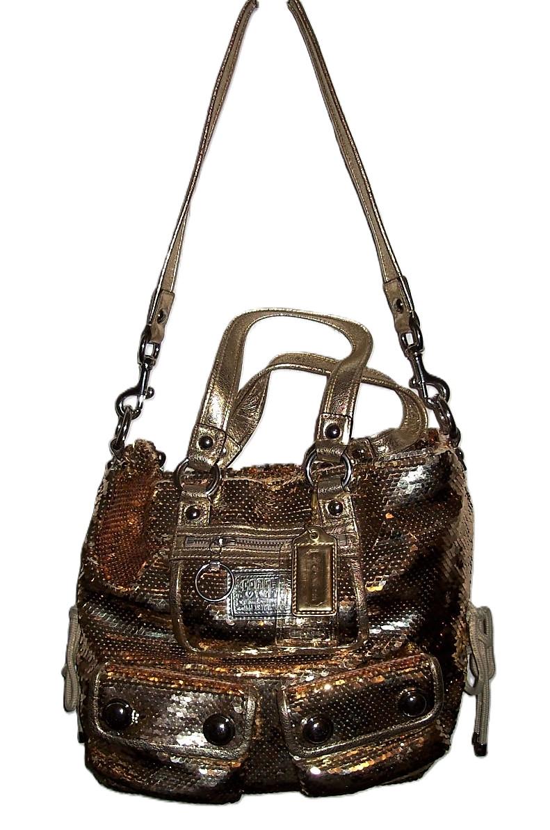 Vintage COACH Gold Sequins Shoulder Bag Poppy Spotlight Purse Only