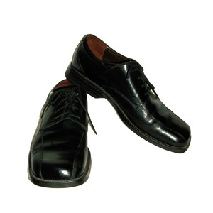 Vintage Mens Black Leather Square Toe Oxfords NXXT by Nunn Bush