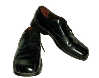 Vintage Mens Black Leather Square Toe Oxfords NXXT by Nunn Bush Men's Size 11 Only 15 USD