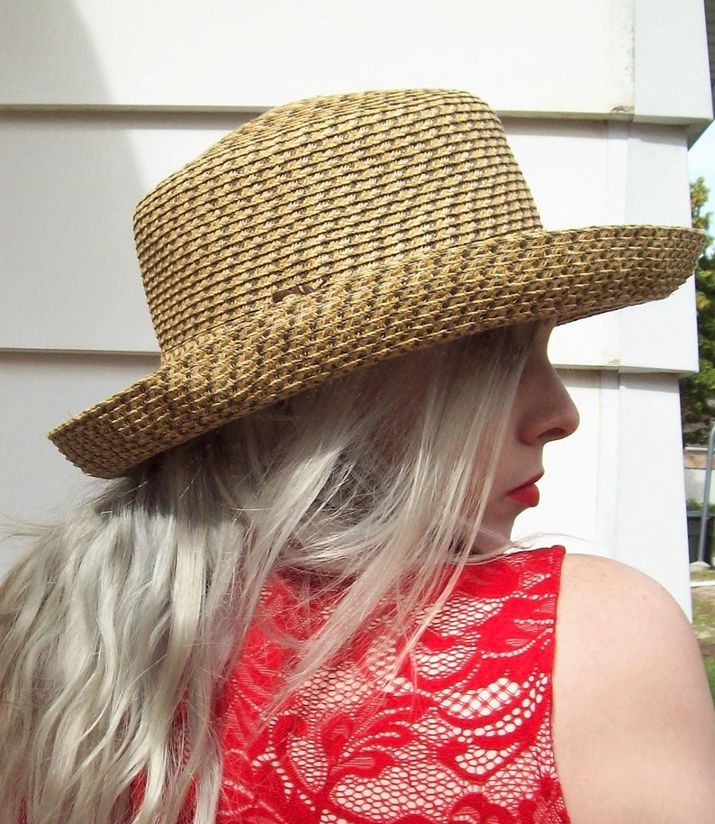Vintage Natural Woven Sun Hat by Scala Handcrafted One Size Only 9 USD