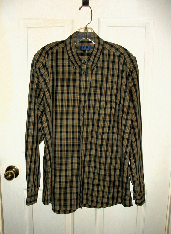 SAlE 50% OFF Vintage Harvest Gold Plaid Shirt Mult