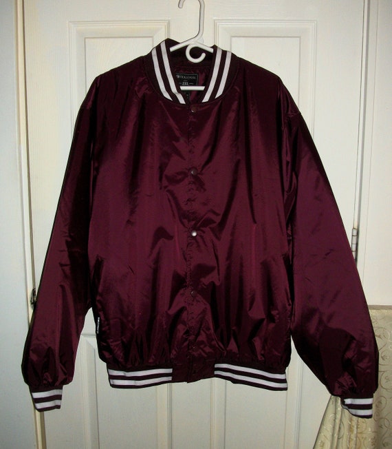 Vintage Burgundy & White Coat Varsity Bomber Jack… - image 1