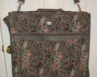 Vintage Multi Color Floral Tapestry Carry On Suit Case Garment Bag Luggage by Jordache Only 14.99 USD